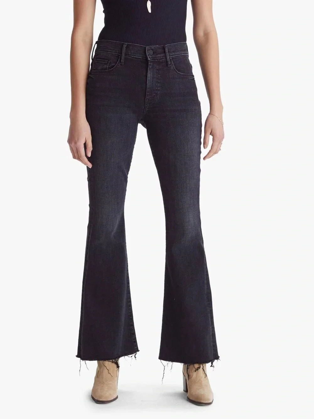 Mother the Weekender Fray in Night Shadow size 30 Flare Raw Hem Casual